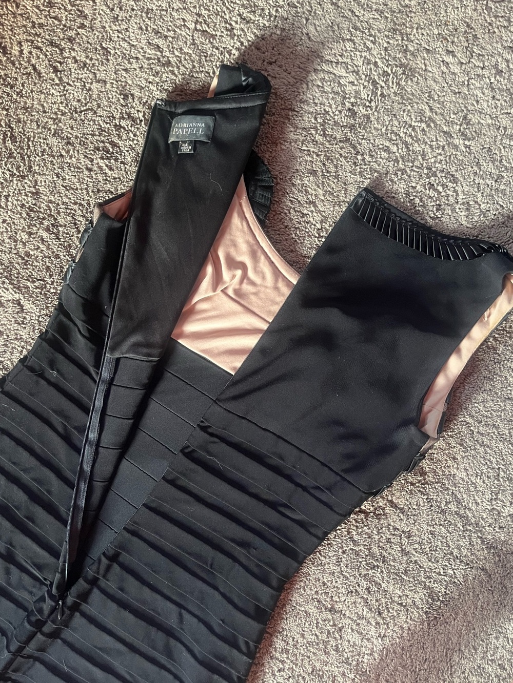 Adrianna Papell Black Pleated Rosette Sleeveless Dress - Picture 4 of 4